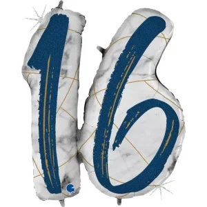 Balão Foil Azul Mármore 16 36″/91cm