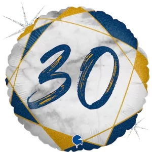 Balão Foil 18″/46cm Azul Mármore 30