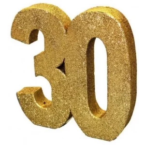 Centro de Mesa 30 Dourado c/Glitter
