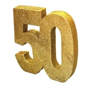 Centro de Mesa 50 Dourado com Glitter