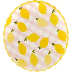 Pratos papel rosa c/ limões