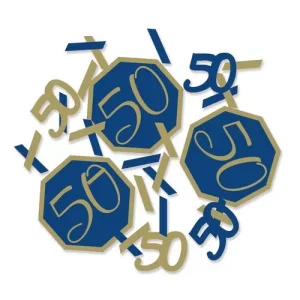 Confettis 50 Anos Azul Escuro e Dourado
