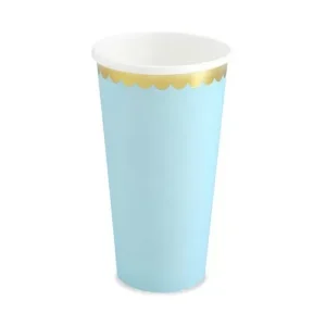 Copos azul bebé c/ Dourado 6 Unidades