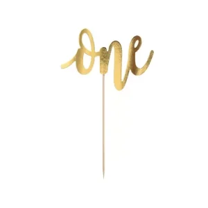 Topo de Bolo One Dourado