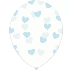 Balão Látex 30cm Tansparente Coração Azul