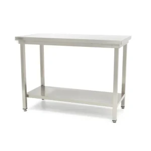 Mesa em Aço Inoxidável – 200 x 60 cm – Altura Ajustável – com prateleira de arrumação