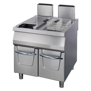 Premium Fritadeira – 2 x 22 l – Unidade Dupla – 90 cm de Profundidade – com Torneira de Drenagem – Gás