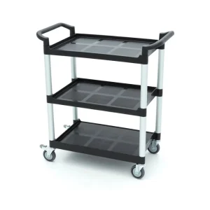 Carrinho de Serviço – 3 Prateleiras de Plástico – 86,5 x 42,5 cm