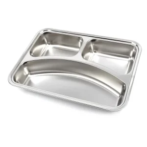 Placa – 3 Compartimentos – Aço Inoxidável – Lavável na Máquina de Lavar Louça