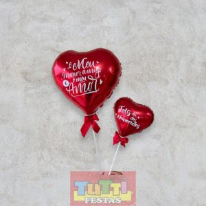 Balão Coração Personalizado com Haste – Decoração de Festas, Eventos e Datas Especiais