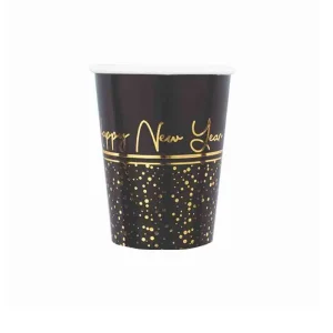 Copos Happy New Year Preto e Dourado