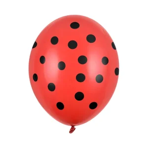 Balão Látex Vermelho c/ Bolas Pretas