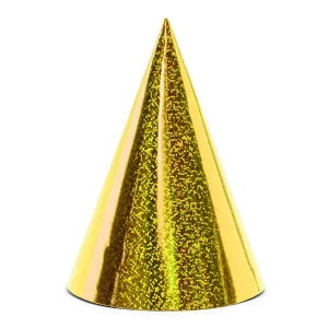 Chapéus de festa holográficos, dourados, 16cm