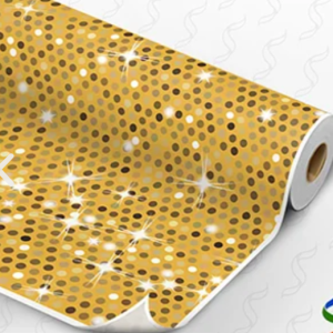 TNT Estampado Paetê Dourado – 1,40 m de Largura (Venda por Metro)