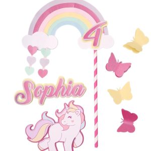 Topper de Bolo Personalizado – Tema Unicórnio